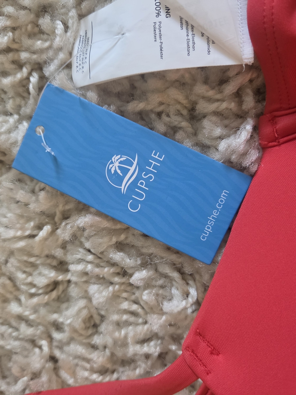 Cupshe Red Push-Up Bikini Top with Double Straps TOP ONLY - Picture 2 of 3